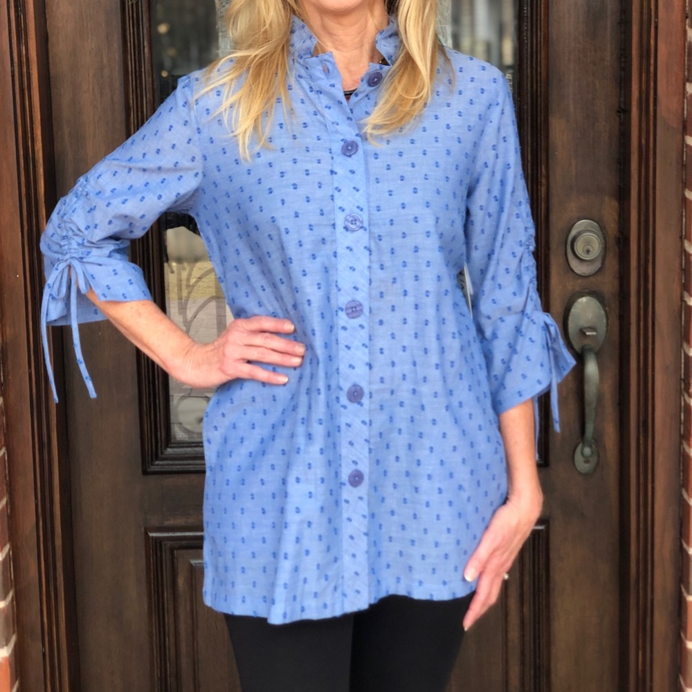 À La Carte Blue Polka Blouse